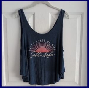 Salt Life Blue Tank Top Large Stretchy knit Athletic Spring Summer Festival